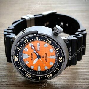Orange Waffle Full Automatic Titanium Tuna Canned Diver Mod Watch 47mm Sapphire